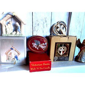 Vintage Nativity Angel, Santa Figurines in good condition lot 4pc
